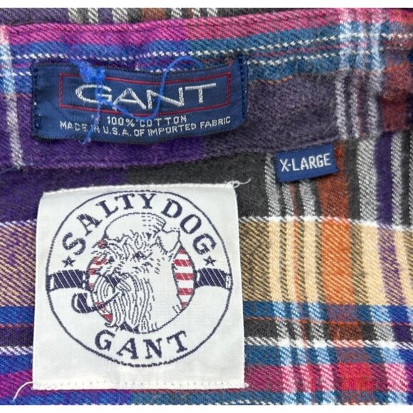 Gant Salty Dog Purple Plaid Button-Up Shirt 100% Cotton X-Large - Picture 2 of 4